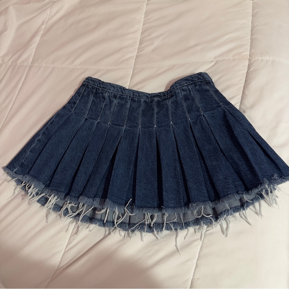 ZARA Low rise denim pleated skirt size XS